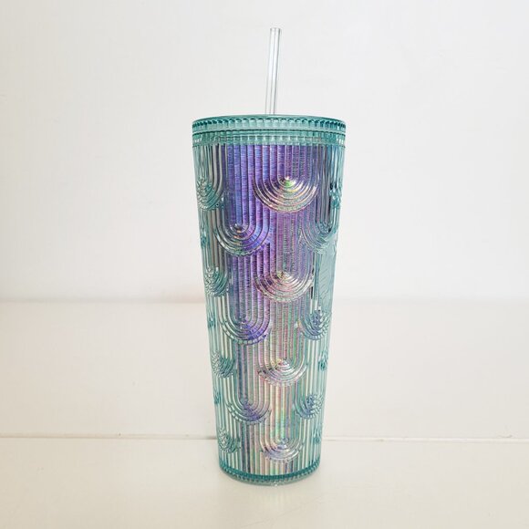 Starbucks Spring Iridescent Mermaid Scale Venti Coffee Cold Tumbler 24 oz Straw - Picture 2 of 6